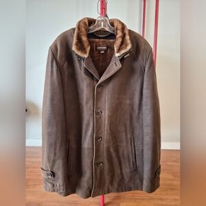 Vintage Danier Brown Leather With Fur Winter Jacket |  Size Large